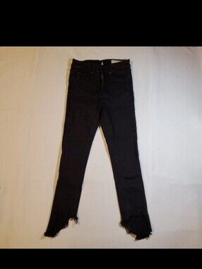 Rag & Bone Jeans Womens Size 25 High Rise Capri Black Distressed Made in USA